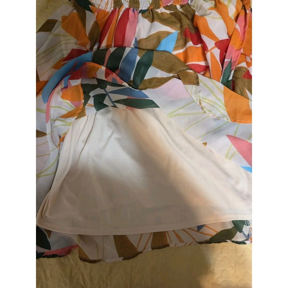 Her Destiny Oversized-Leaf-Print Colorful Resort A-Line Skirt XL-XXL 36